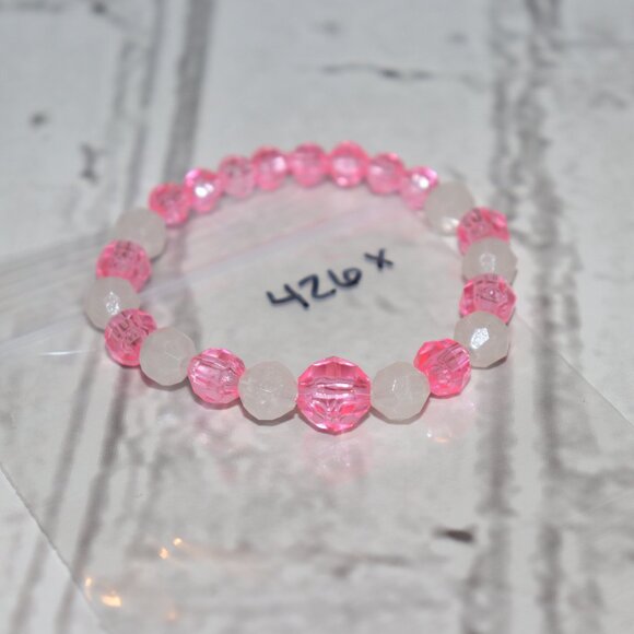 Beautiful lightweight Pink and Glow in the dark crystal beaded bracelet 7" NWOT - Picture 2 of 5
